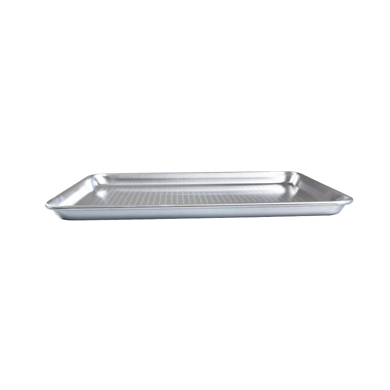 Natuurlijke en niet-gecoat puur aluminium geperforeerde halve plaat pan /broodje 18-inch L x13-inch w x1-inch h (halve grootte)
