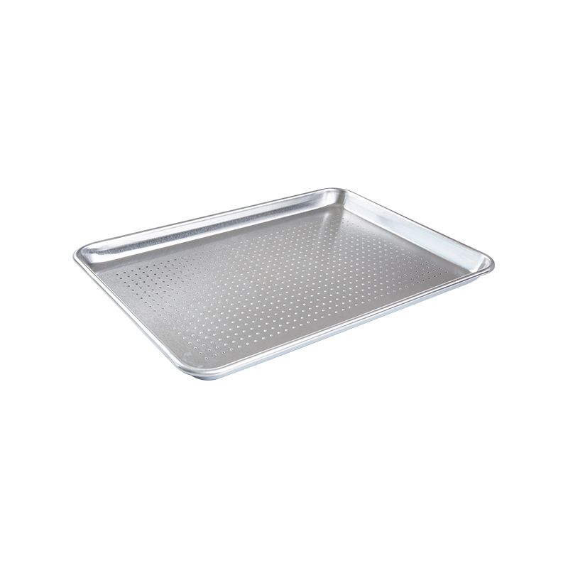 Natuurlijke en niet-gecoat puur aluminium geperforeerde halve plaat pan /broodje 18-inch L x13-inch w x1-inch h (halve grootte)