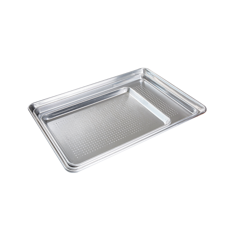 Natuurlijke en niet-gecoat puur aluminium geperforeerde halve plaat pan /broodje 18-inch L x13-inch w x1-inch h (halve grootte)
